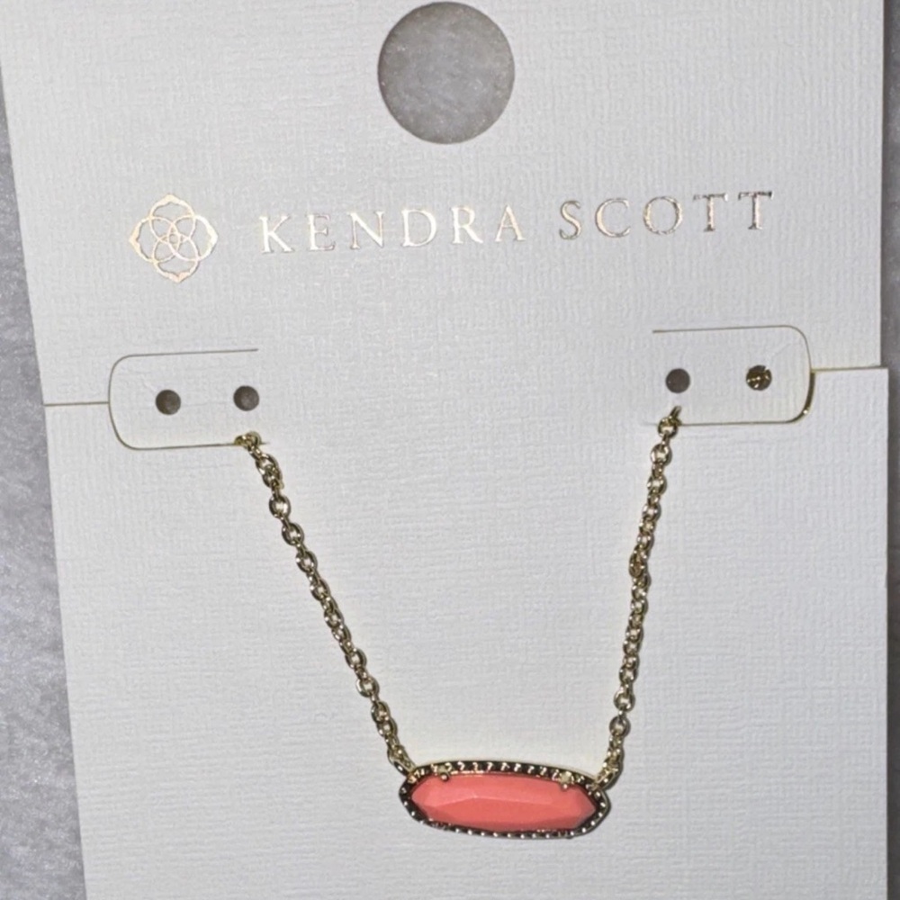 Kendra Scott Gold Chain Necklace with Coral Pink Stone - Picture 3 of 6